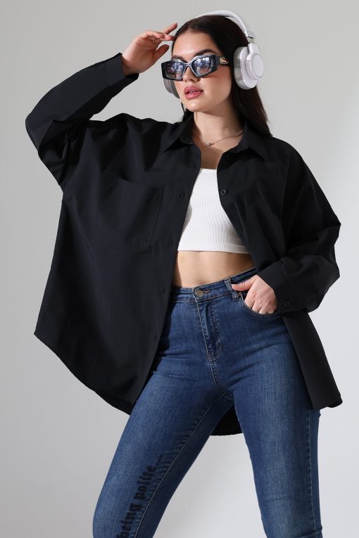 Oversize Siyah Gömlek
