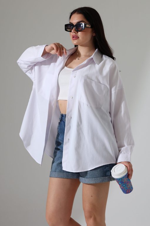 Oversize Beyaz Gömlek
